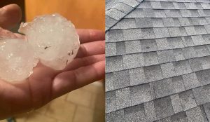 Baseball size hail damage roof