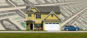 image of a home with money behind it
