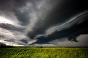 storm clouds gather over Texas plains