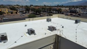 a newly replaced commercial roof in Tucson