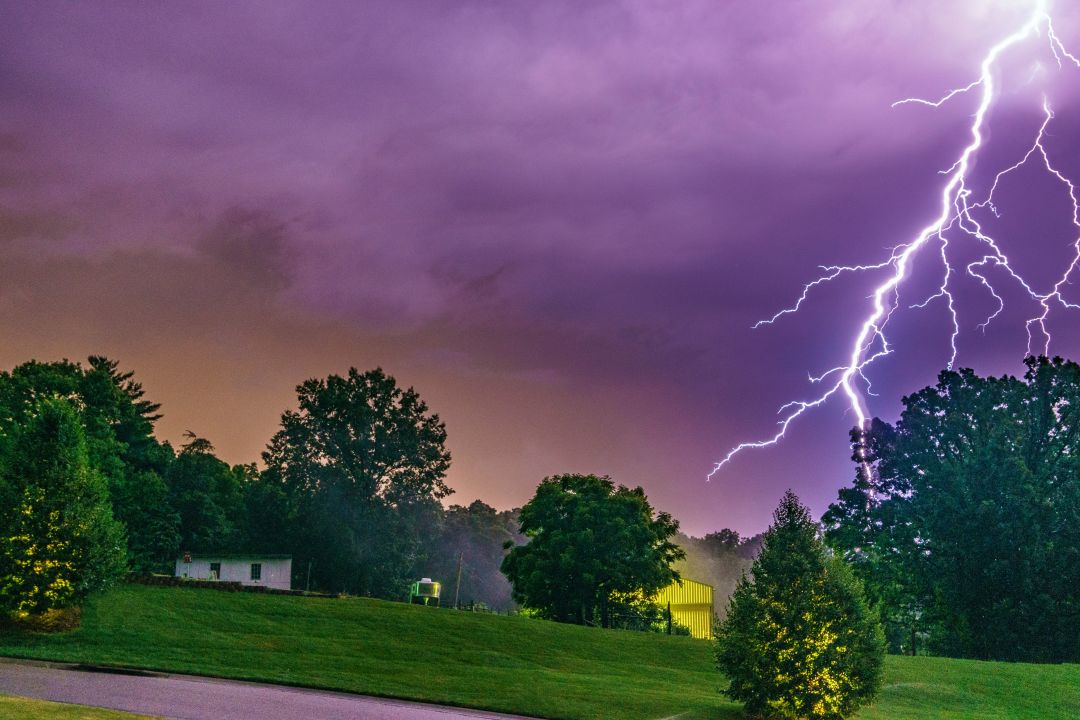 lightning over San Antonio homes