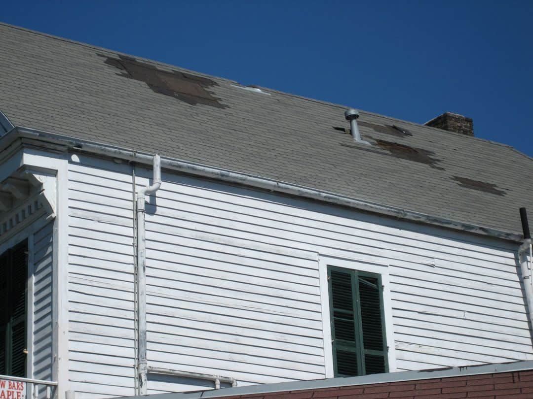 Photo of a storm damaged roof