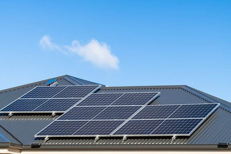 Roof with solar panels