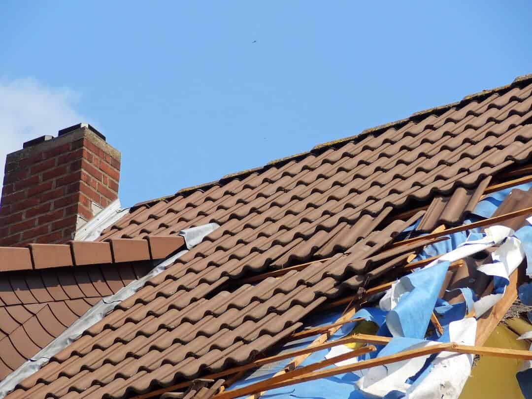 Damaged tile roof