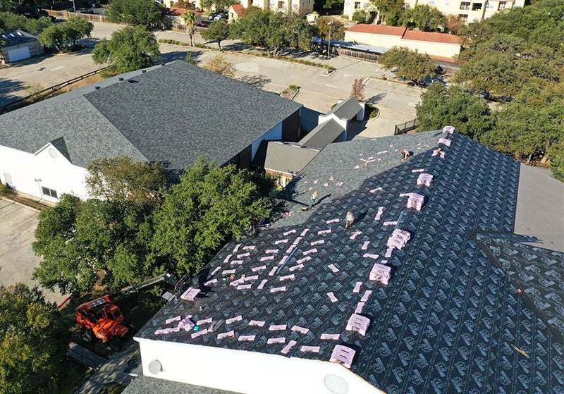 New commercial roof replacement on church