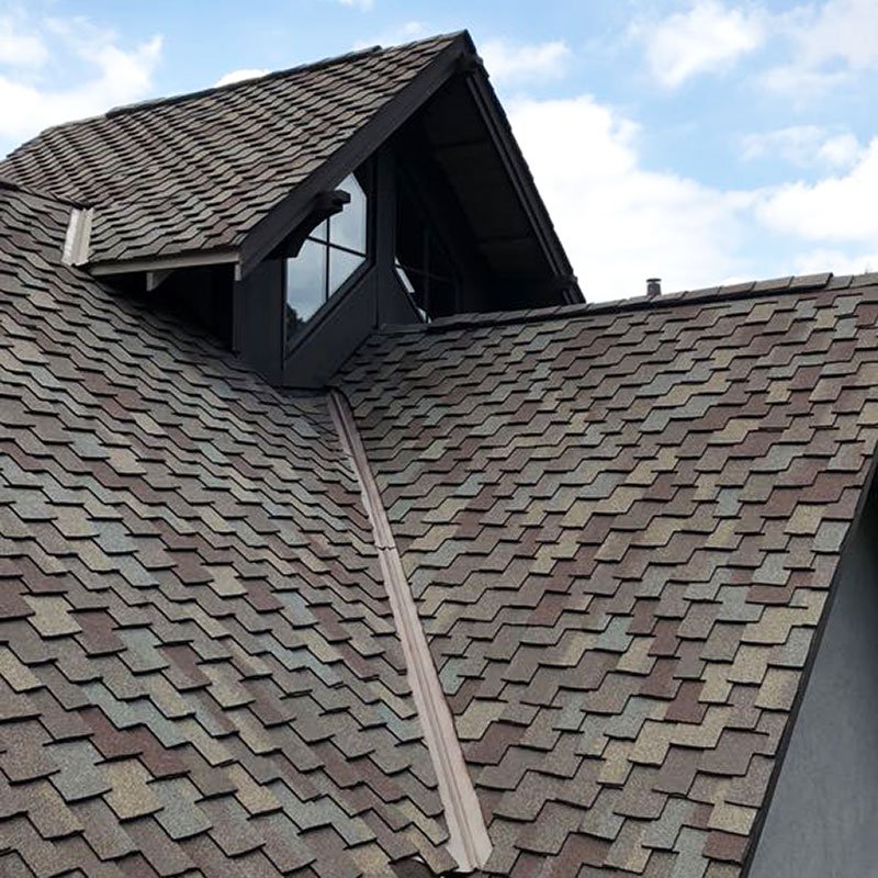 Newly repaired residential roof