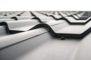 closeup of a metal tile roof resistant to hail damage
