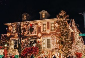 a home fully decorated for the holidays