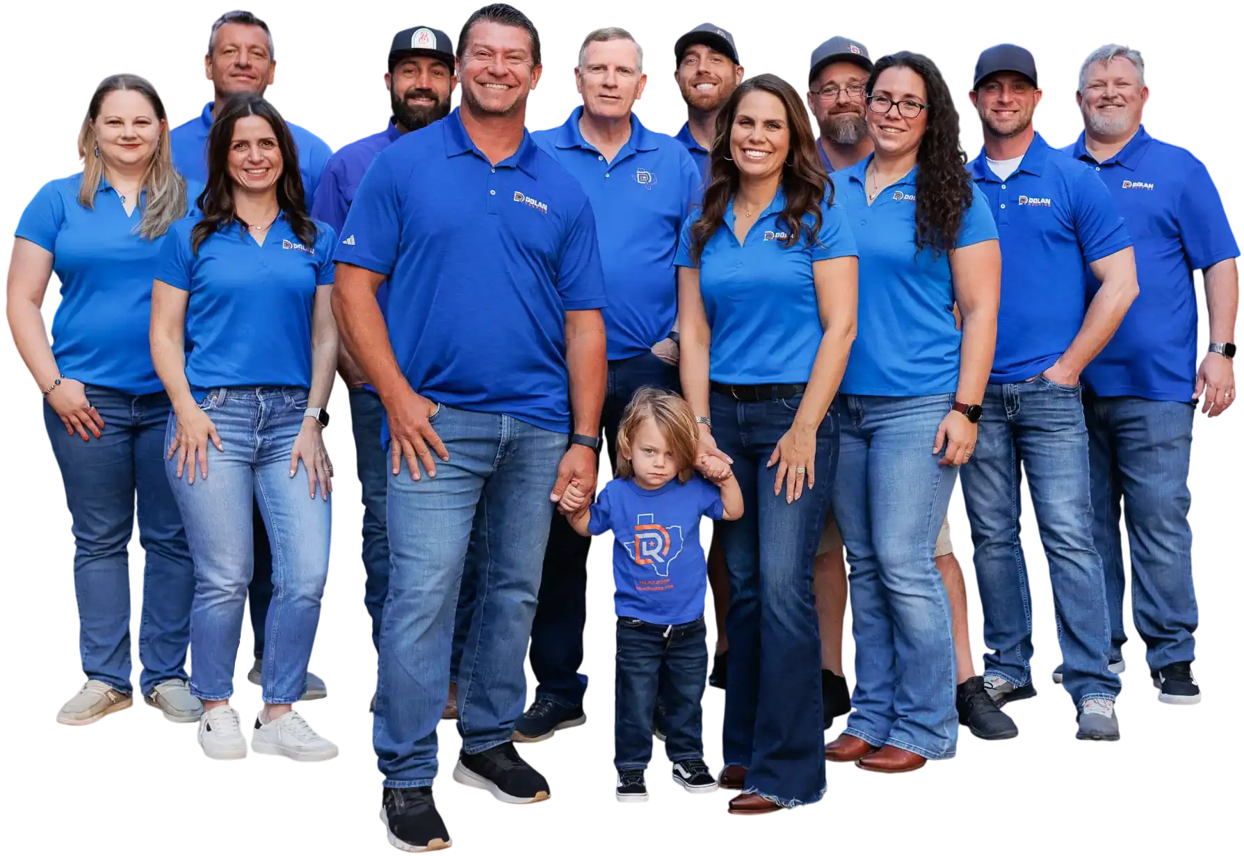 Friendly and professional Dolan Roofing & Construction team posing together by Trusted San Antonio Roofing Company | Dolan Roofing & Construction in WI